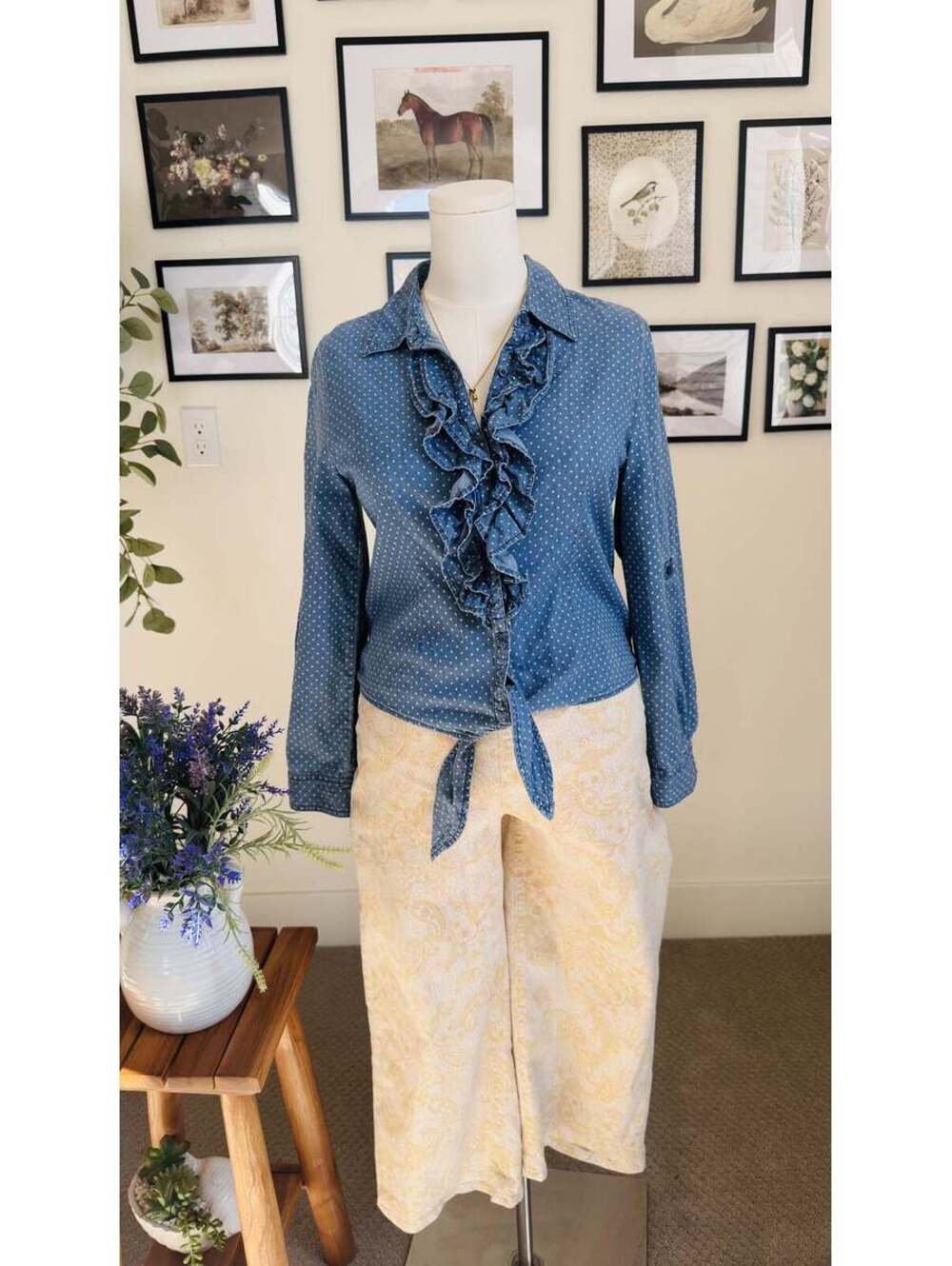 Arizona Jean Co. Polka Dot Ruffle Shirt - Size 18 1/2 Plus